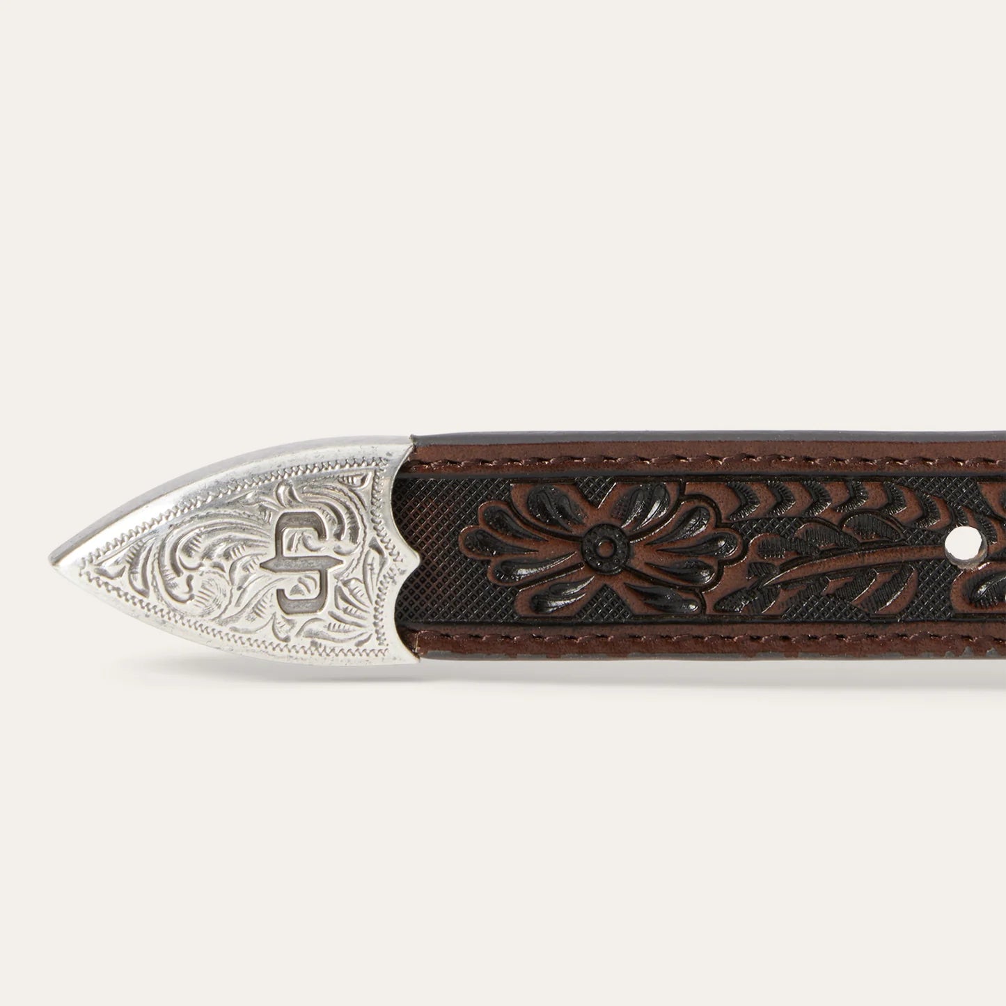 Stetson Croco Print Tooled Tapered Belt - Brown/Cognac 35mm