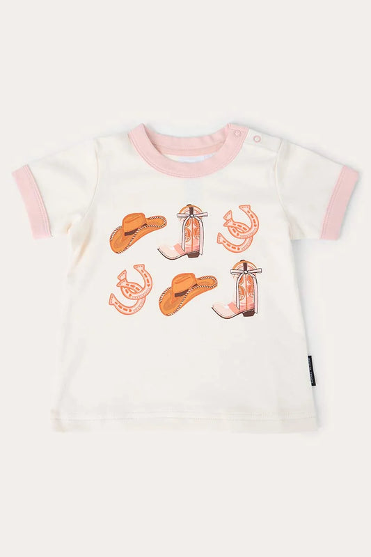 Ringers Western Babies Girls Cross My Boots Ringer T-Shirt