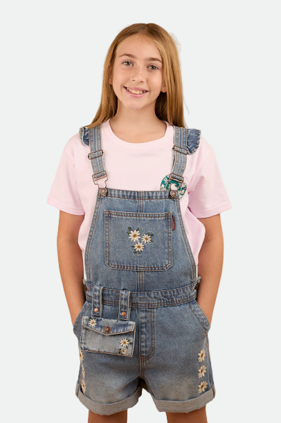 Ringers Western Bessie Kids Denim Short Overall - Light Wash Blue