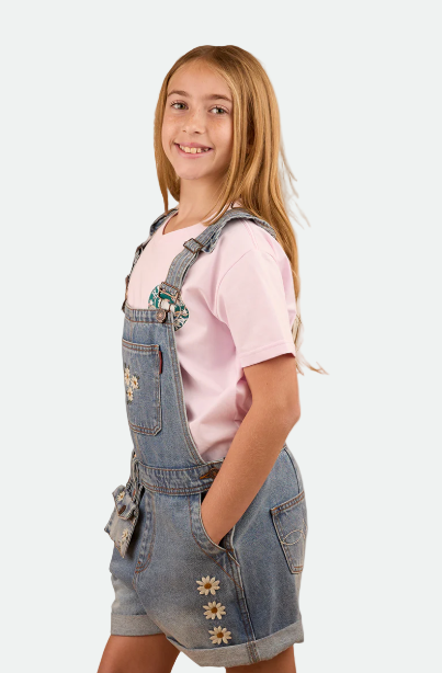 Ringers Western Bessie Kids Denim Short Overall - Light Wash Blue