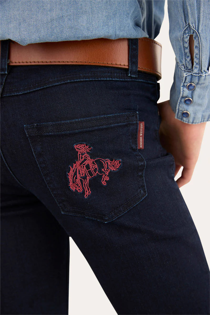 Ringers Western Kids Daphne Rodeo Bootleg Jean -  Dark Blue