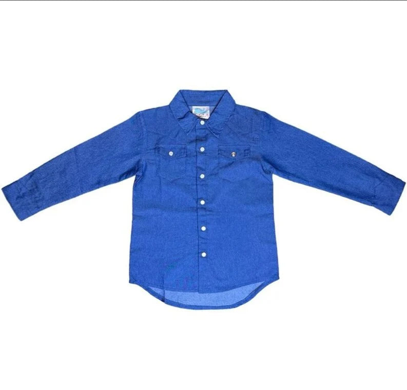 Shea Baby Dark Denim Pearl Snap Shirt Toddler
