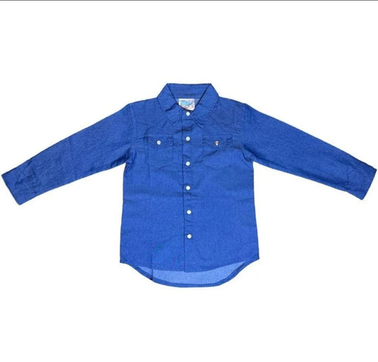 Shea Baby Dark Denim Pearl Snap Shirt Toddler