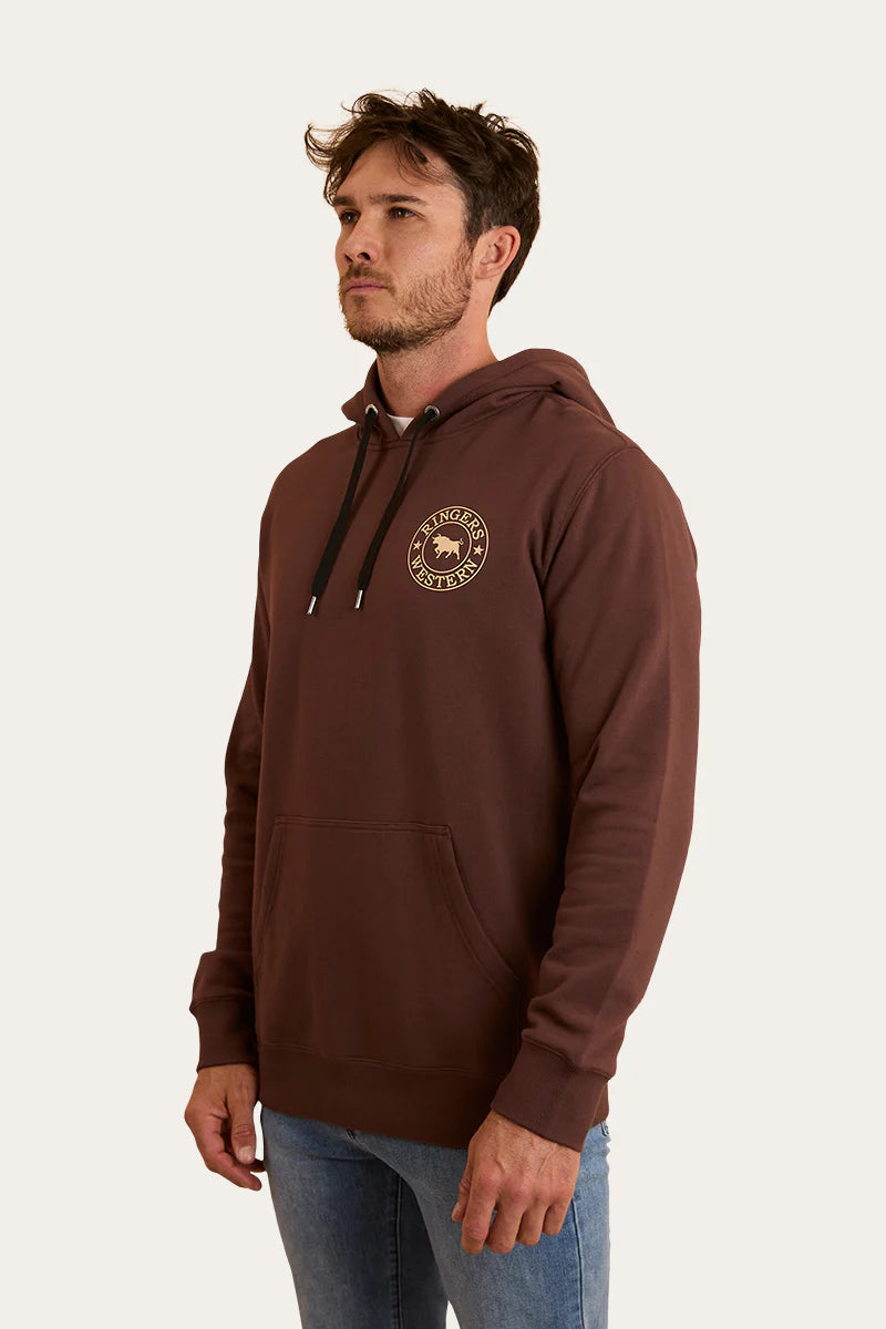 Ringers Western Mens Signature Bull Pullover Hoodie - Chocolate / Dark Sand