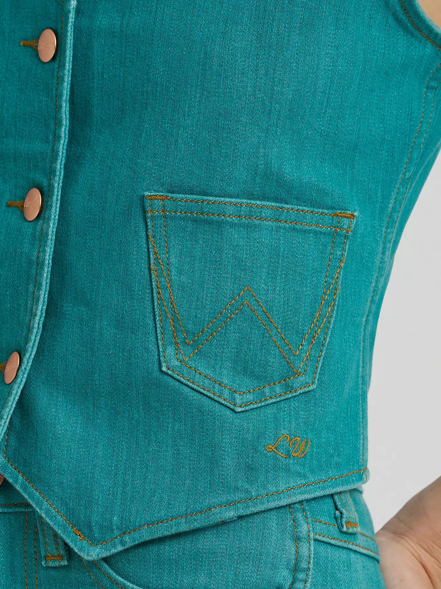 Wrangler® Lainey Wilson Turquoise Denim Vest