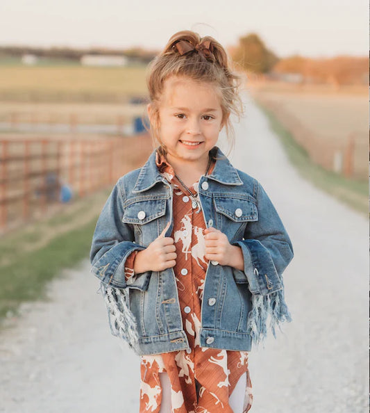 Shea Baby Gild's Denim Fringe Jacket