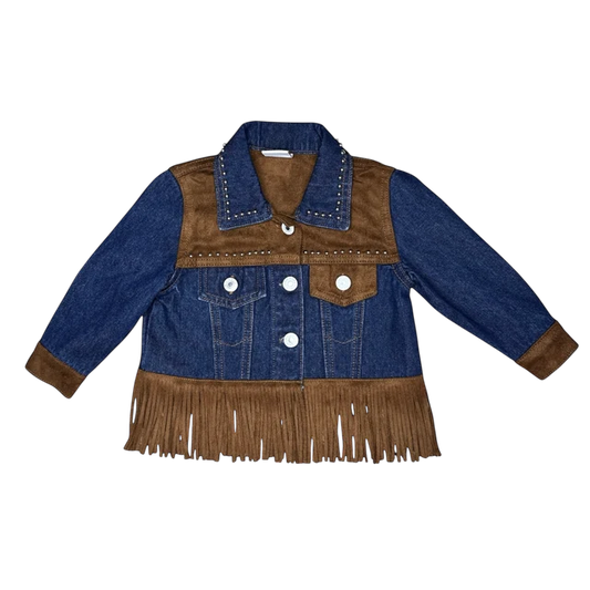 Shea Baby Denim & Suede Fringe Jacket