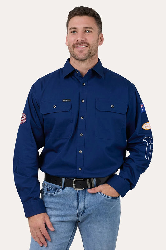 Ringers Western Men's Drive By Full Button Work Shirt - Navy