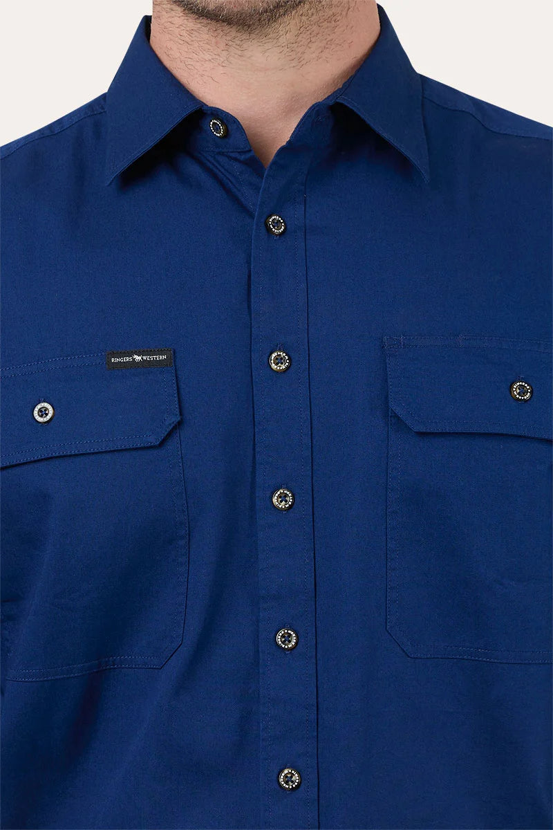 Ringers Western Men's Drive By Full Button Work Shirt - Navy