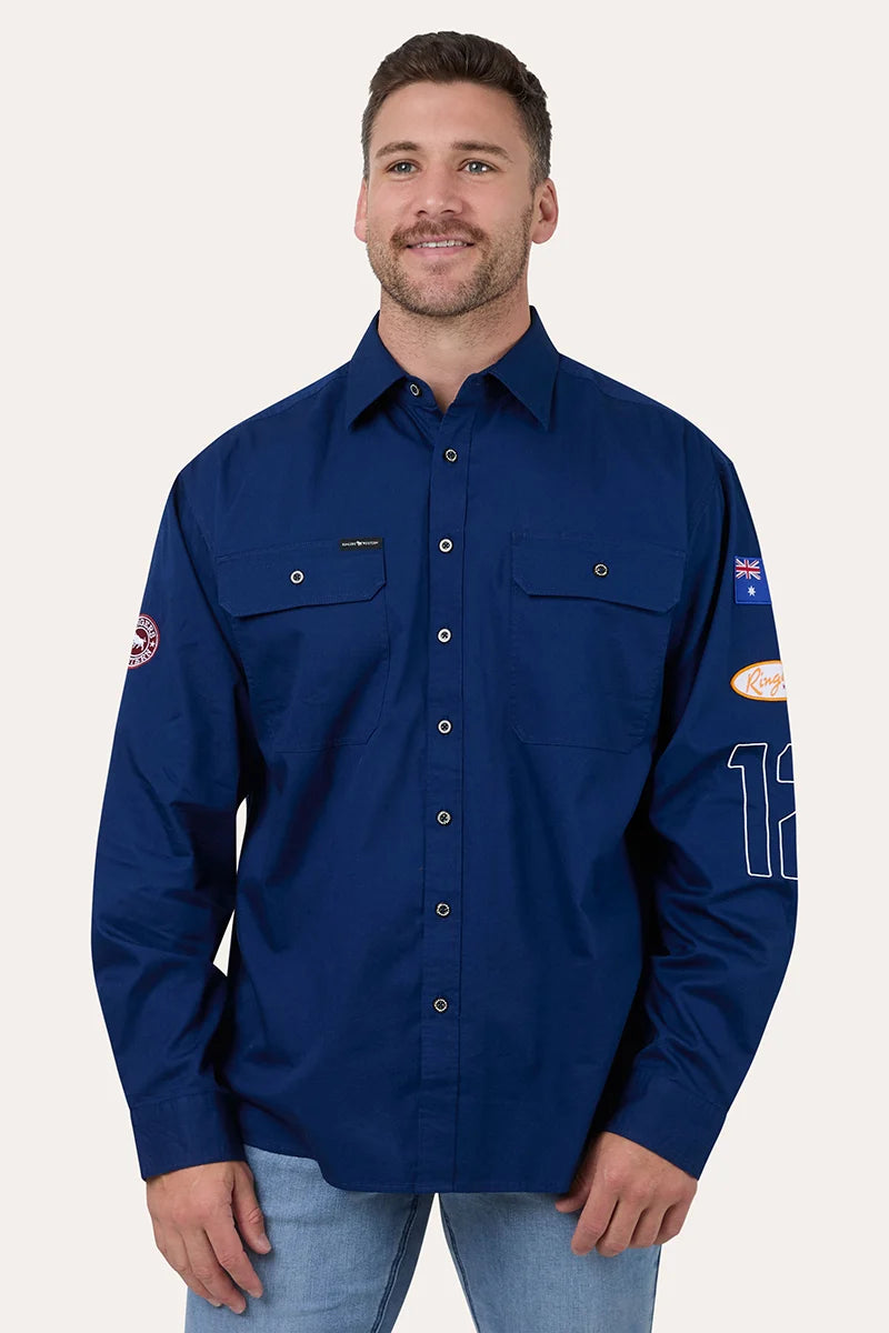 Ringers Western Men's Drive By Full Button Work Shirt - Navy