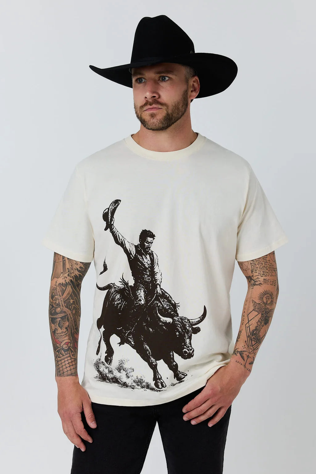 Ringers Western Mens Dust Devil Loose Fit T-Shirt - Off White