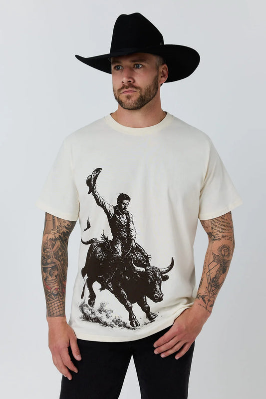 Ringers Western Mens Dust Devil Loose Fit T-Shirt - Off White