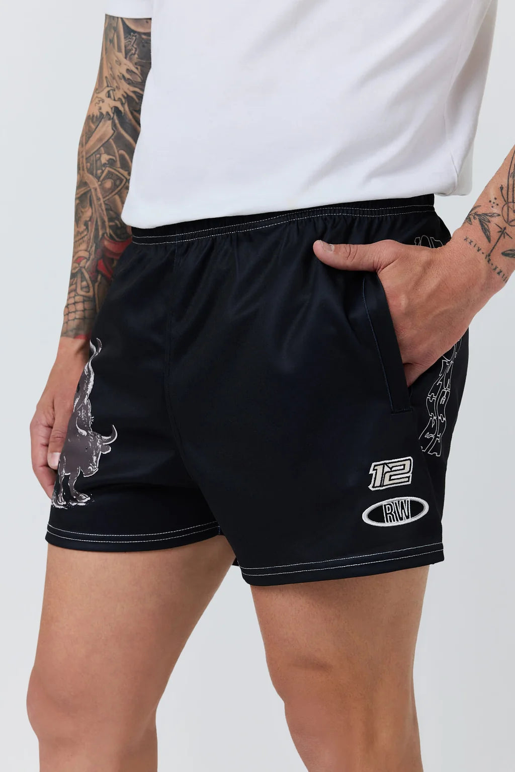 Ringers Western Unisex Dust Devil Footy Short - Black