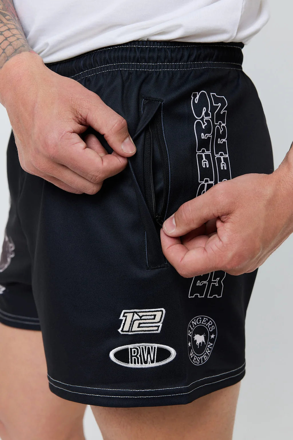Ringers Western Unisex Dust Devil Footy Short - Black
