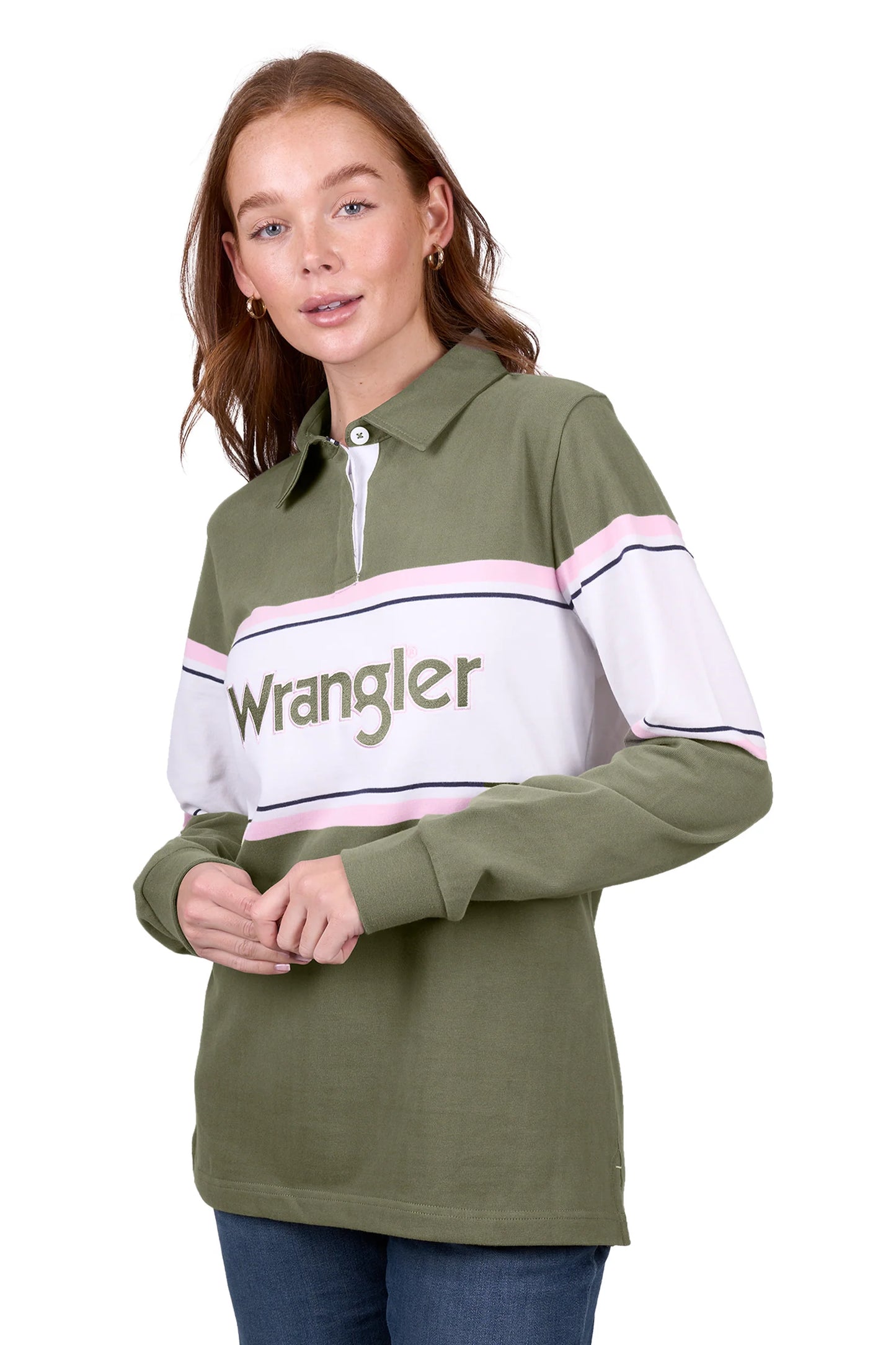 Wrangler Womens ELIZA RUGBY - Olive/White