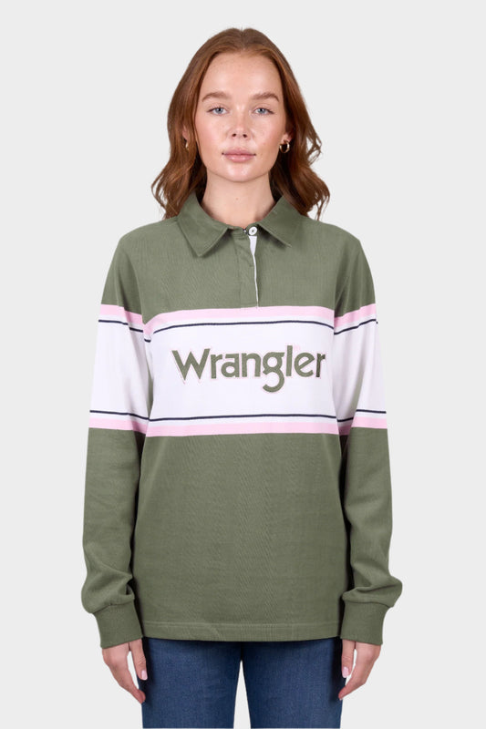 Wrangler Womens ELIZA RUGBY - Olive/White