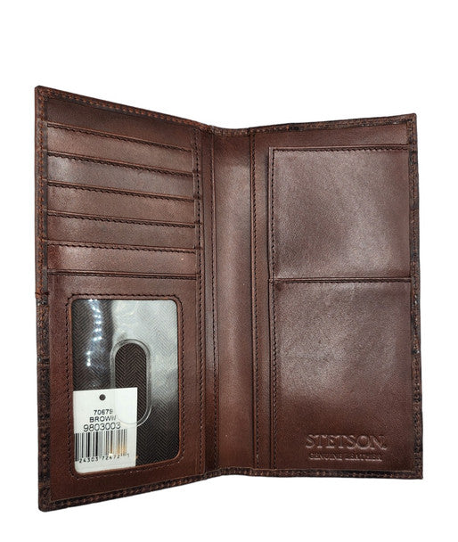 STETSON BROWN FLORAL EMBOSSED RODEO - ACCESSORIES WALLET