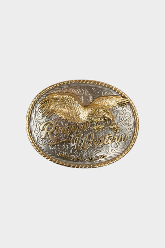 Ringers Western Eagle Belt Buckle - Gold/Silver