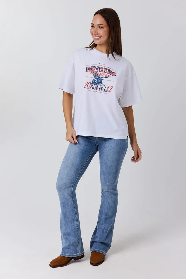 Ringers Western Women’s Eagle Eye Oversized T-Shirt – White