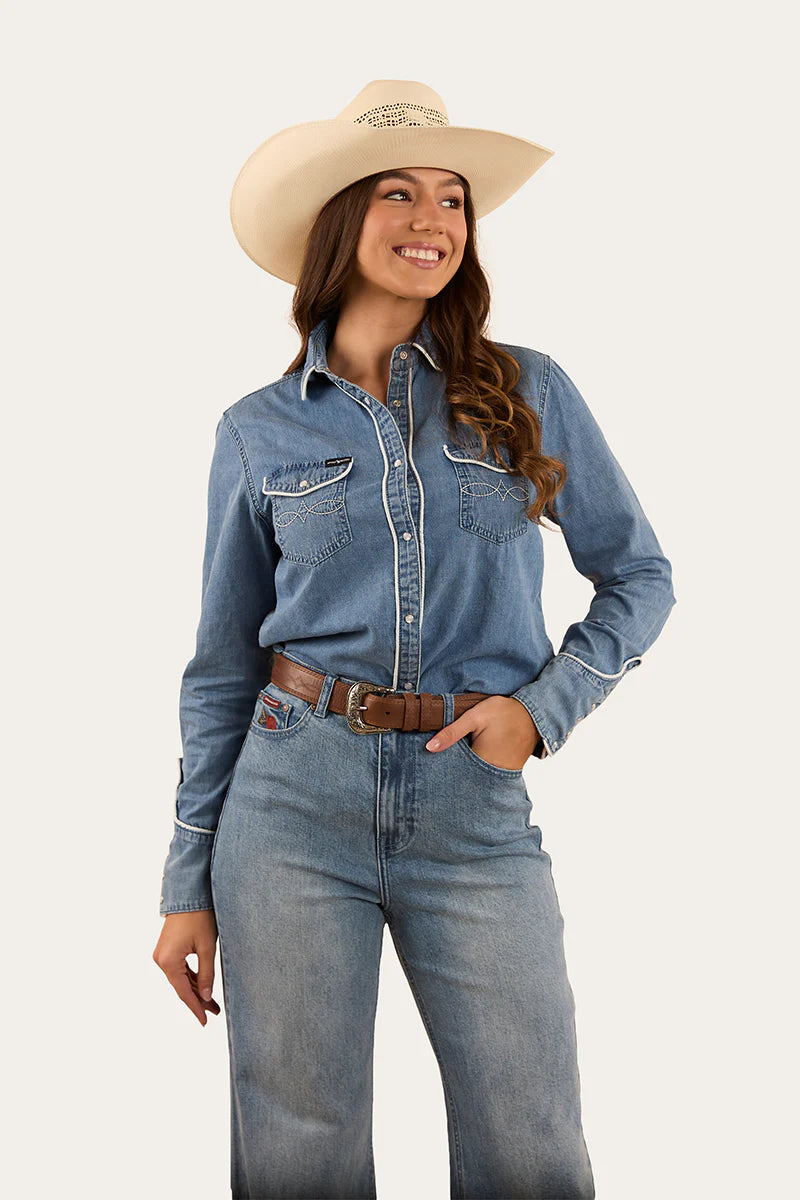 Ringers Western Womens Eddie Western Shirt - Light Wash Blue