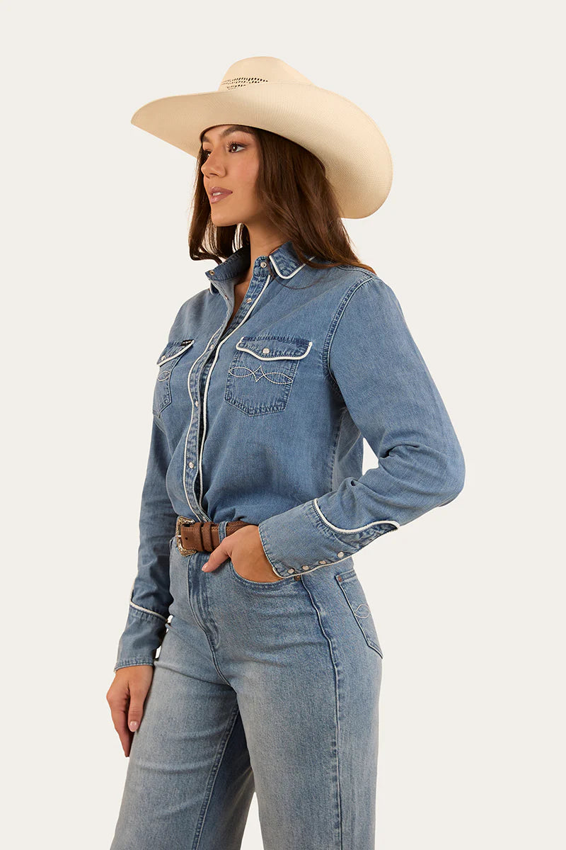 Ringers Western Womens Eddie Western Shirt - Light Wash Blue
