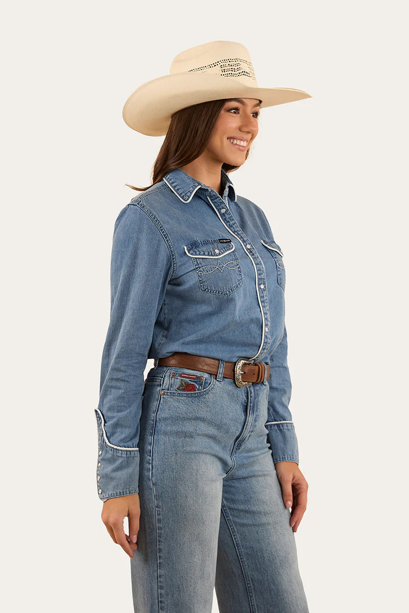 Ringers Western Womens Eddie Western Shirt - Light Wash Blue