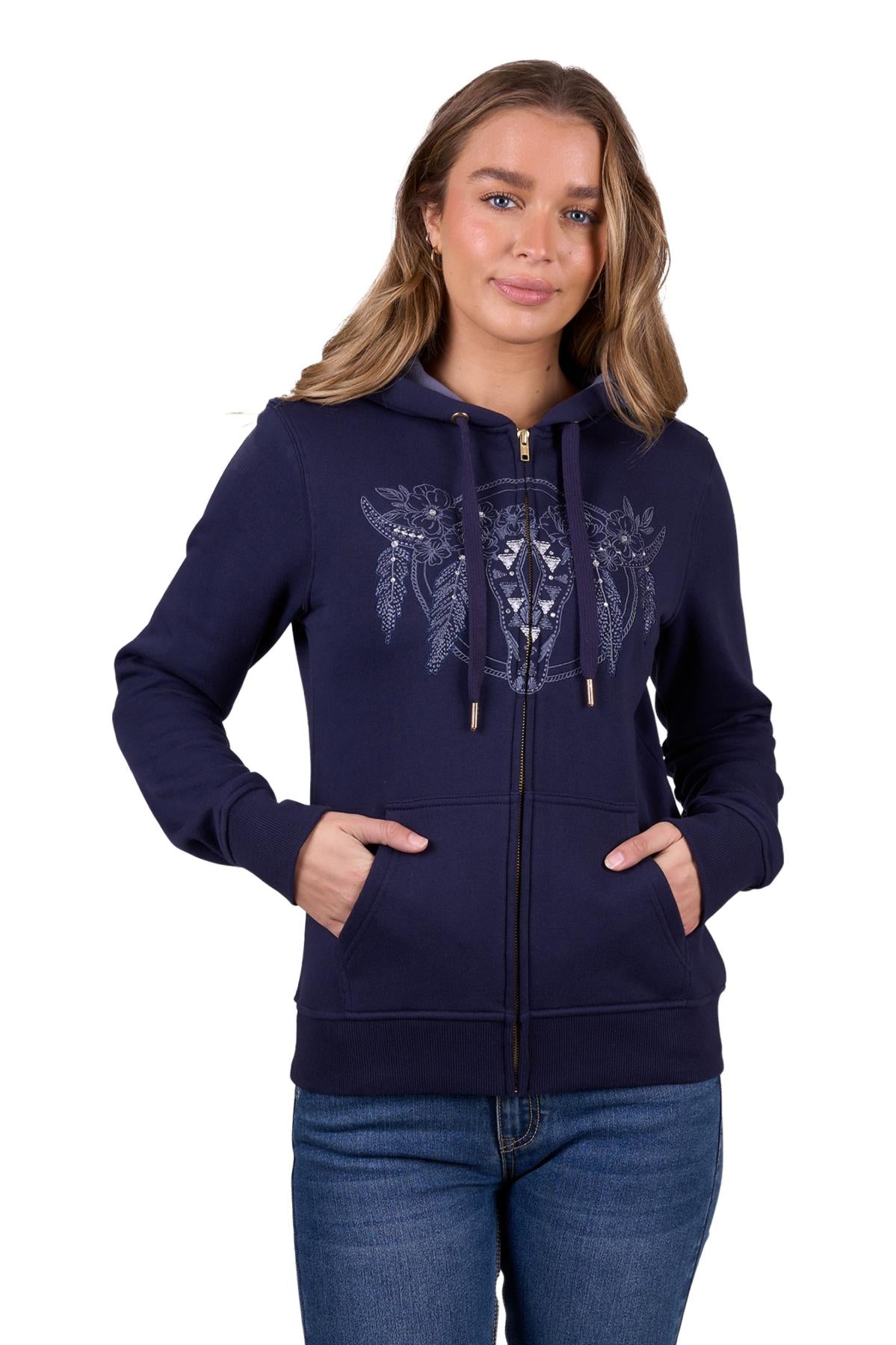 Pure Western Women’s Edna Zip Through Hoodie - Navy