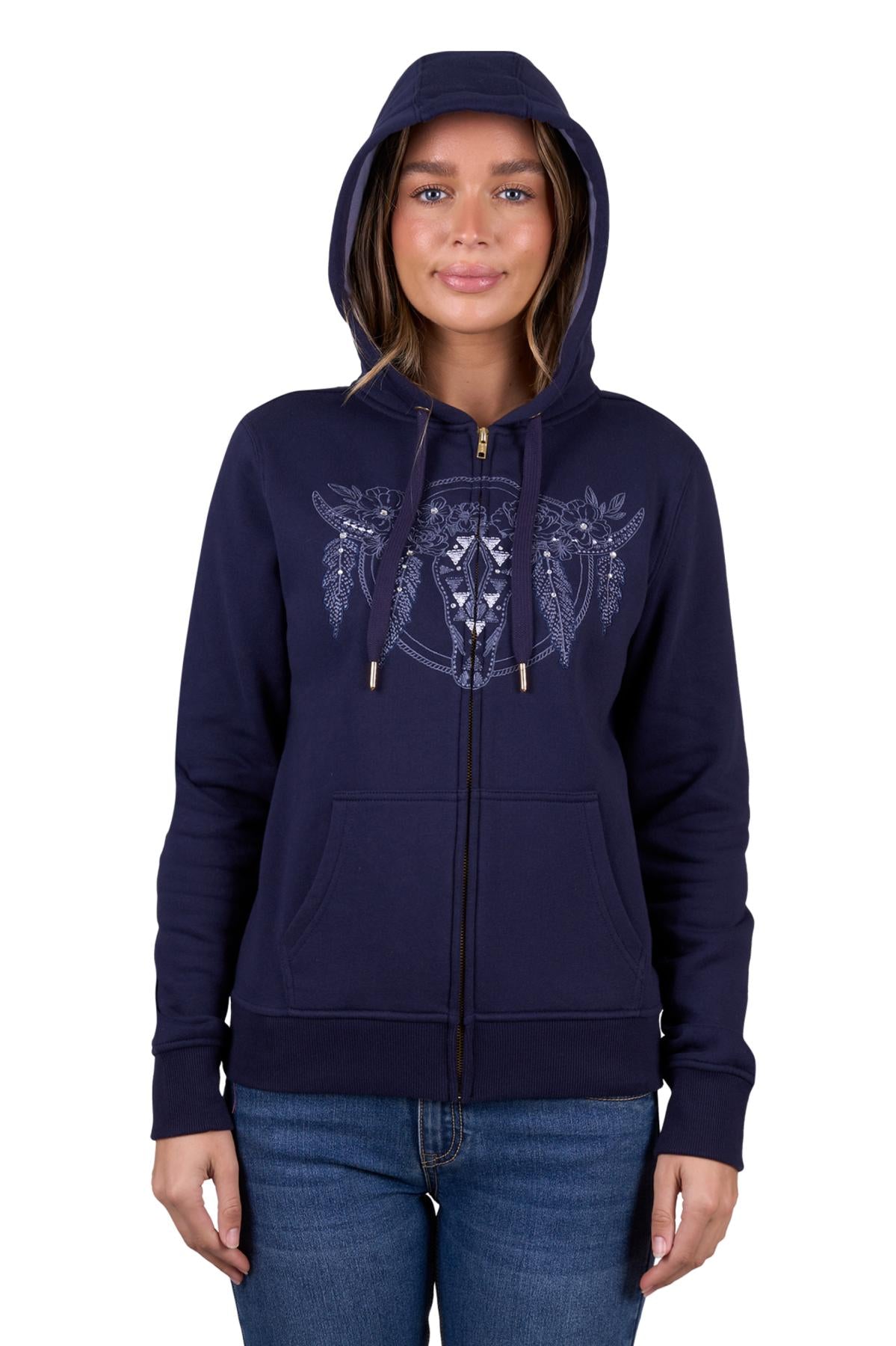 Pure Western Women’s Edna Zip Through Hoodie - Navy