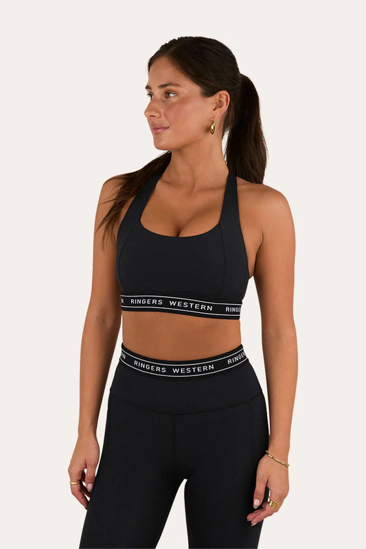 Ringers Western Active Womens Logo Elastic Support Crop - Black
