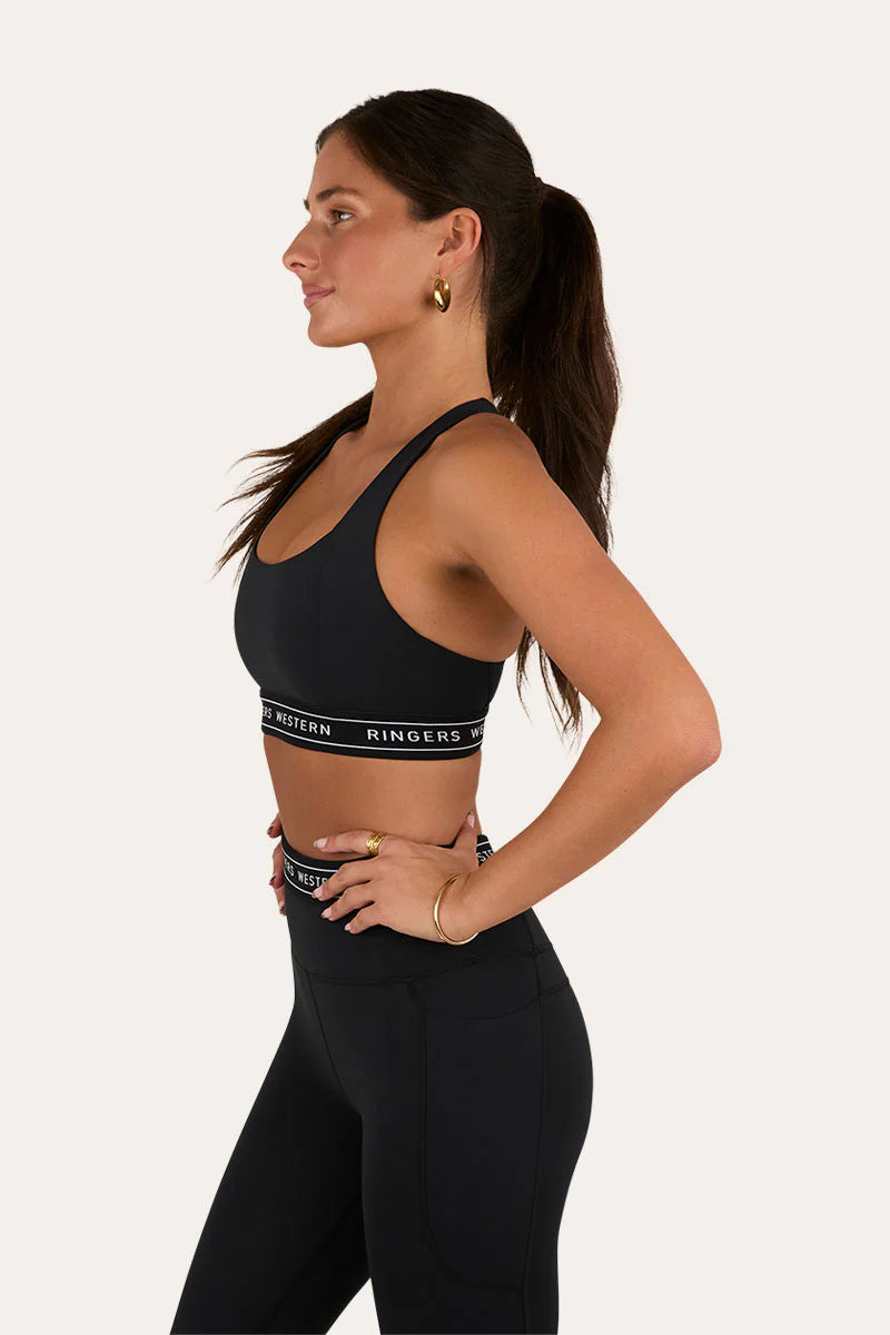 Ringers Western Active Womens Logo Elastic Support Crop - Black
