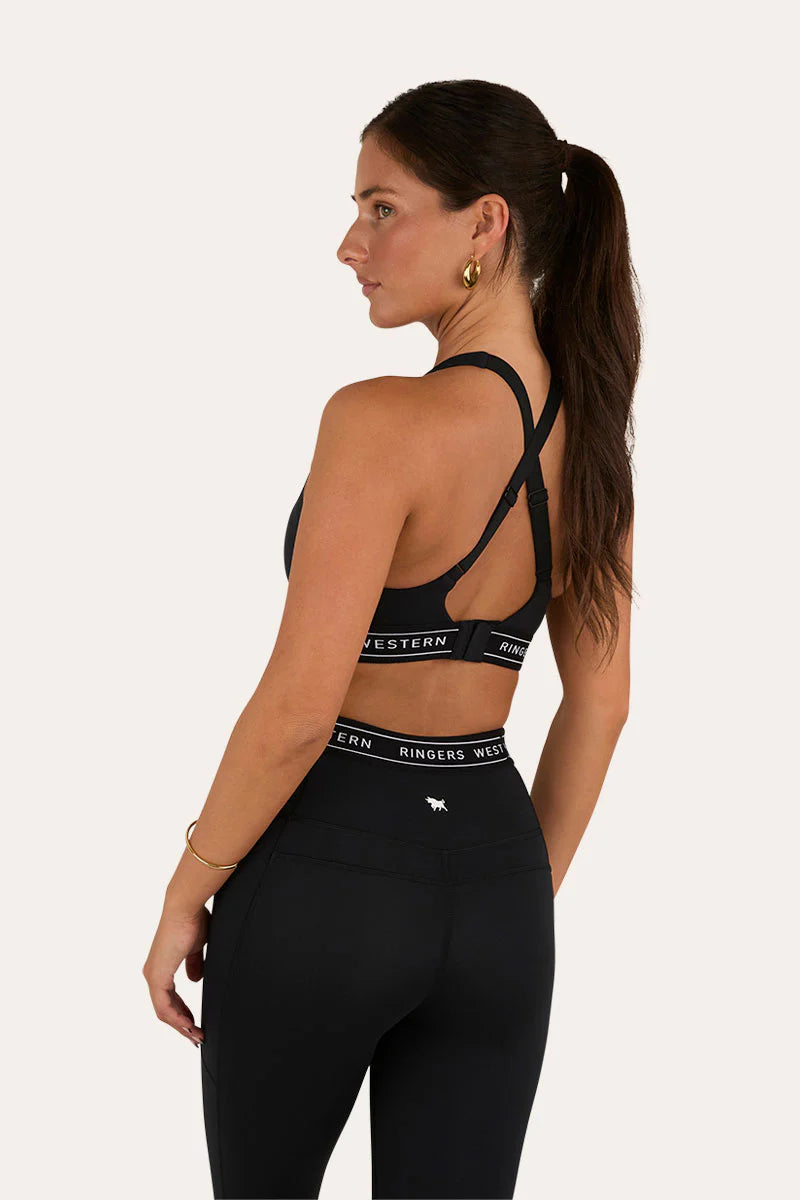 Ringers Western Active Womens Logo Elastic Support Crop - Black