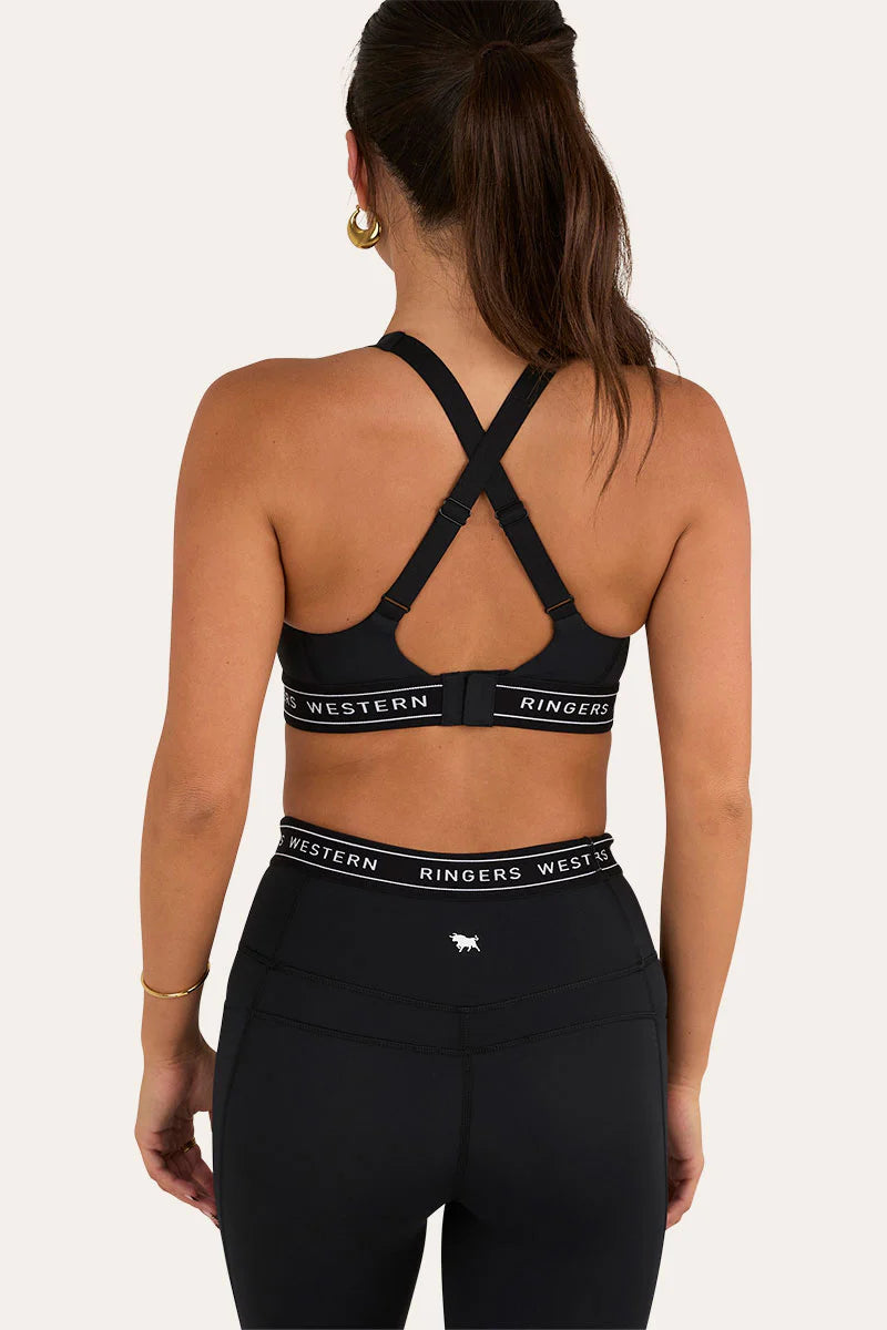 Ringers Western Active Womens Logo Elastic Support Crop - Black