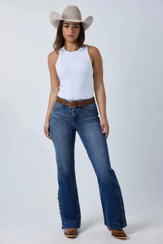 Ringers Western Womens Elly High Rise Wide Bootleg Jean