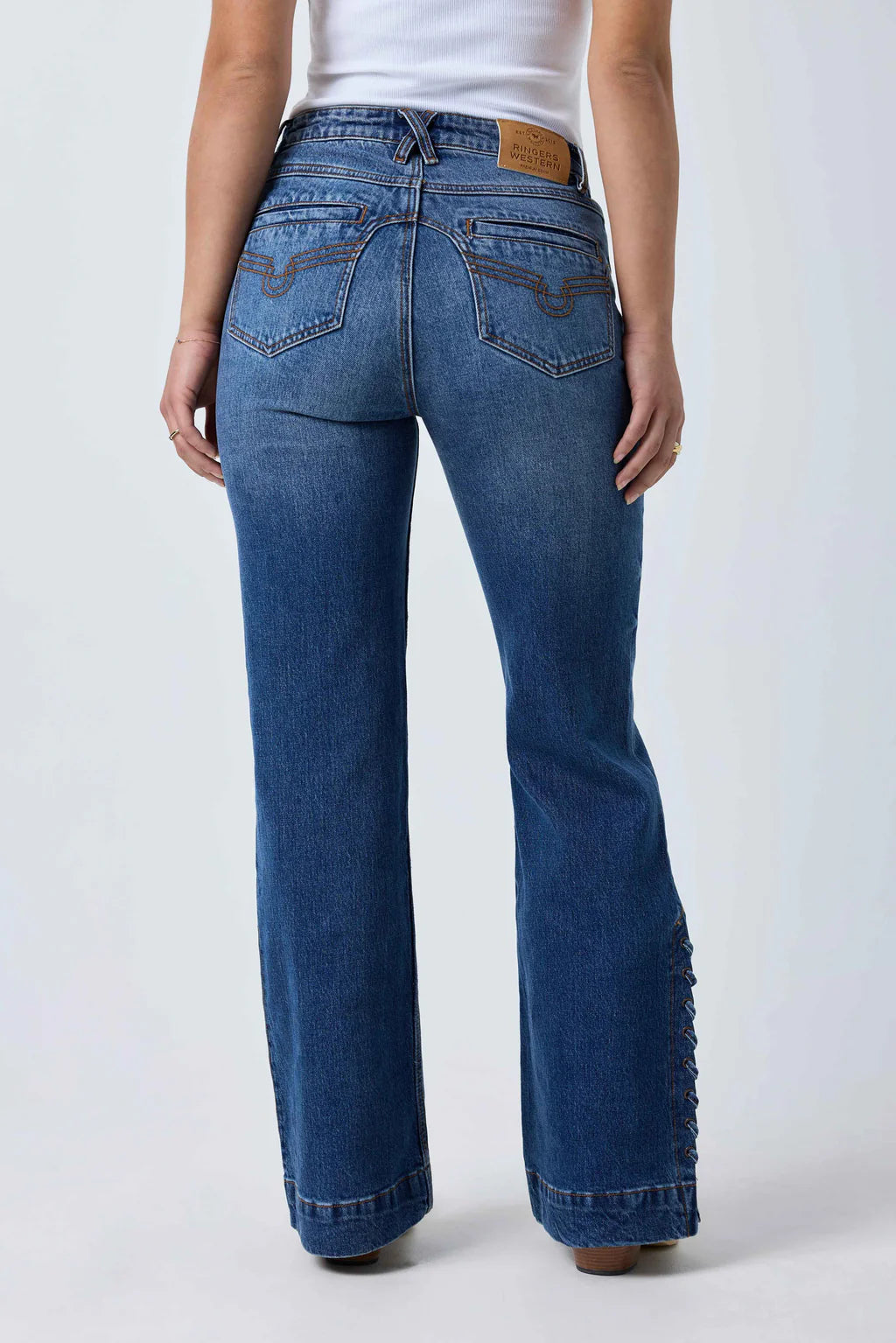 Ringers Western Womens Elly High Rise Wide Bootleg Jean