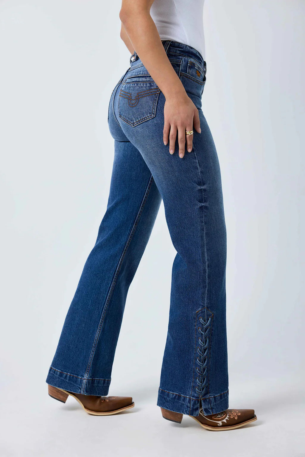 Ringers Western Womens Elly High Rise Wide Bootleg Jean