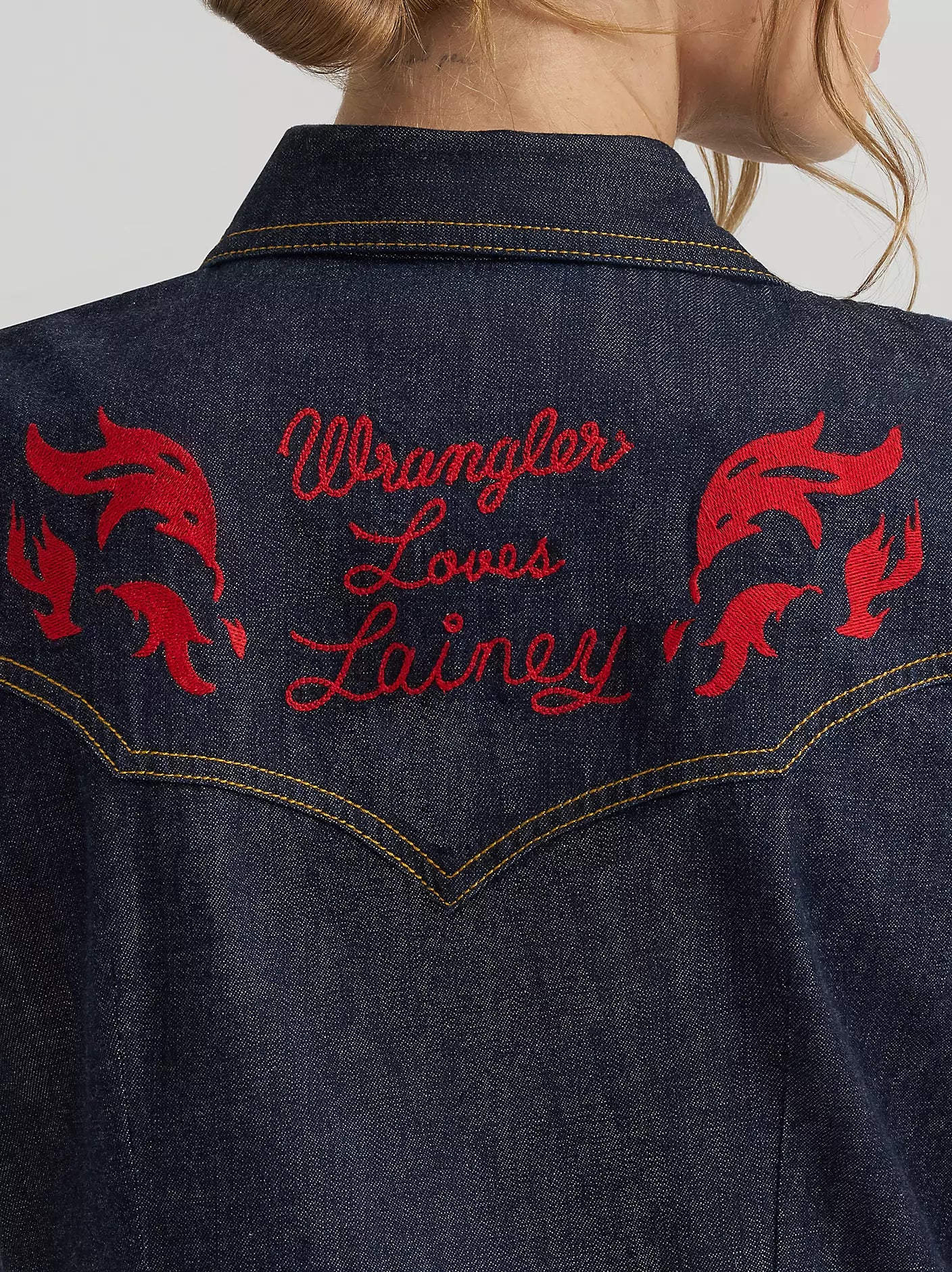Wrangler Lainey Wilson x Embroidered Sleeveless Denim Shirt