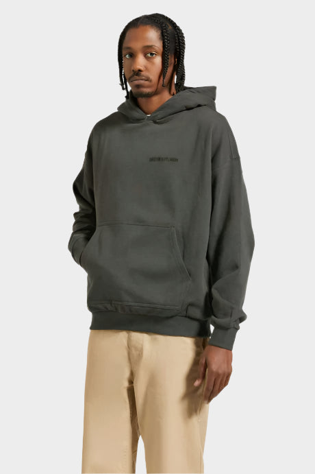Brixton Mens Embroidered Heavyweight Oversized Hoodie - Washed Black