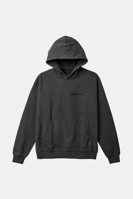 Brixton Mens Embroidered Heavyweight Oversized Hoodie - Washed Black