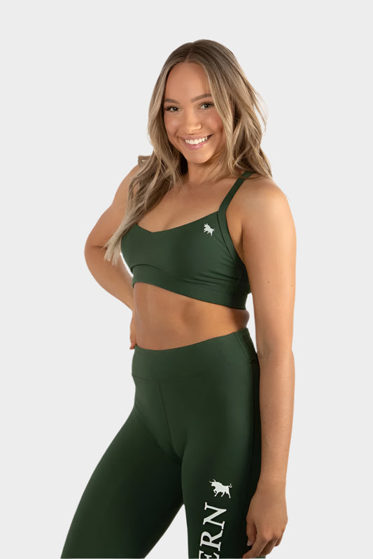 Ringers Western Emma Womens Sports Bra - Cargo Khaki