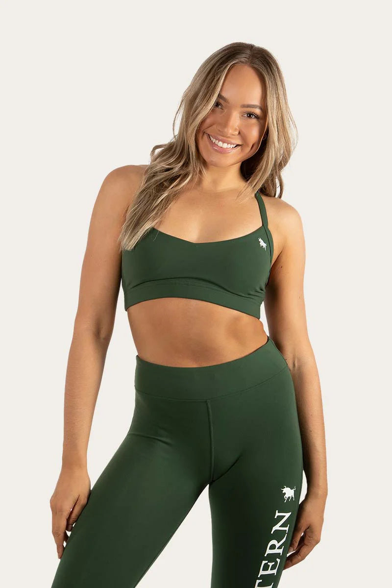 Ringers Western Emma Womens Sports Bra - Cargo Khaki