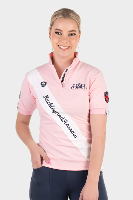Hitchley & Harrow Women's Equestrian Collection - Sash Fitted Polo - EE01-20 Baby Pink