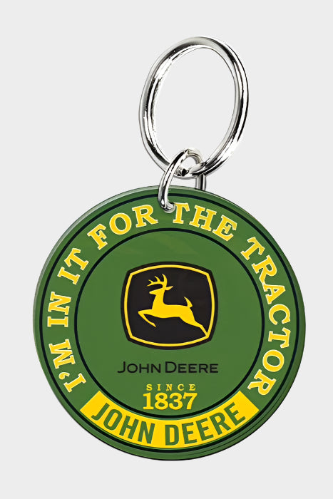 John Deere Premium Acrylic Keyring I'm in it for the Tractor Green Keyring