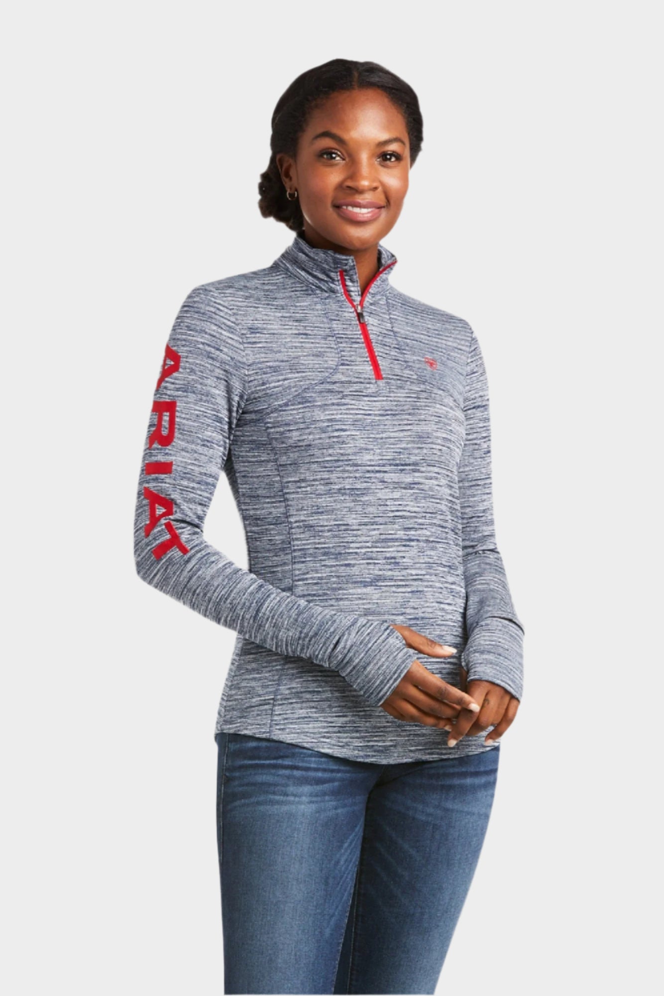 Ariat Women's Team Gridwork 1/4 Zip Base Layer - Navy Marle