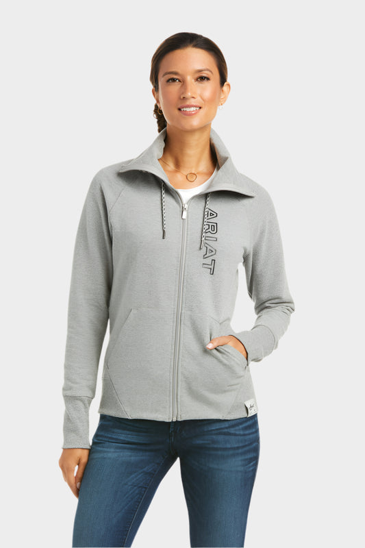 Ariat Women's Team Logo Full Zip Sweatshirt - Heather Grey