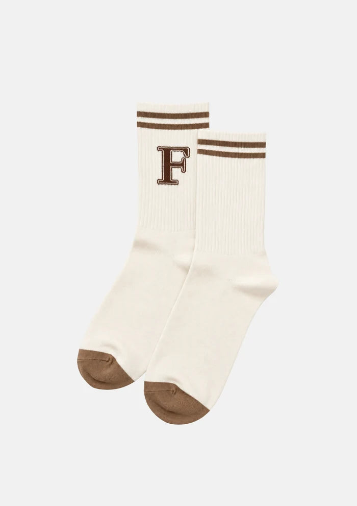 FAR MER FM Initial Socks – Unisex Ribbed Cotton Blend Socks