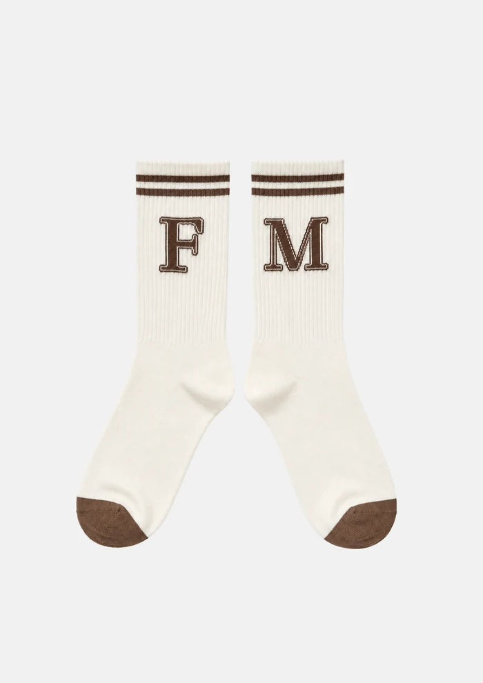 FAR MER FM Initial Socks – Unisex Ribbed Cotton Blend Socks