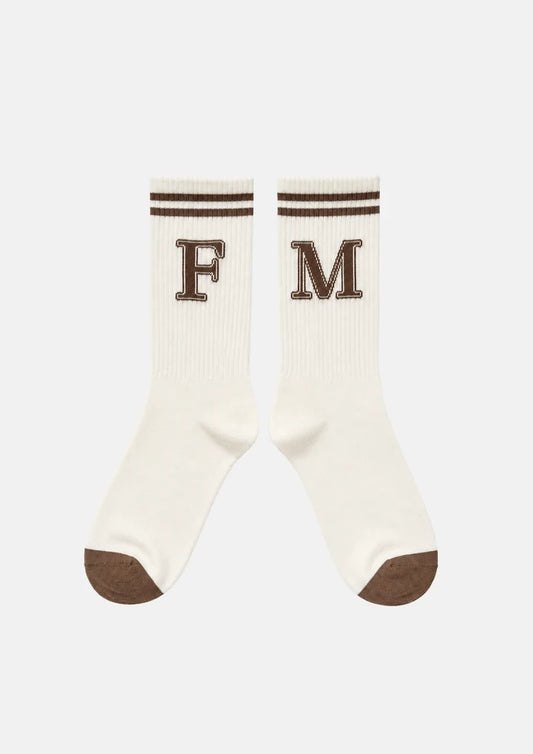 FAR MER FM Initial Socks – Unisex Ribbed Cotton Blend Socks