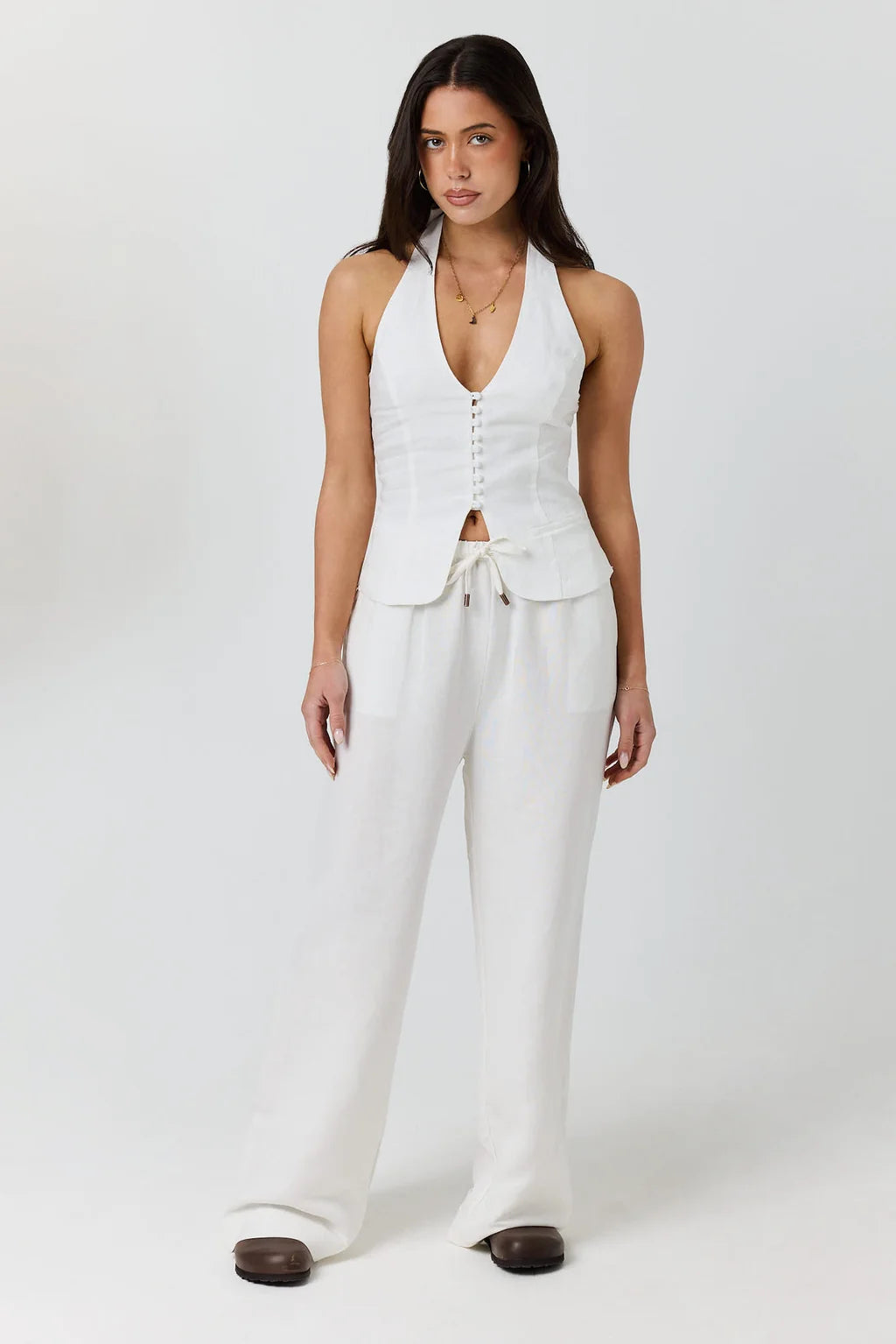 Ringers Western Women's Fallon Linen Halter Top - White