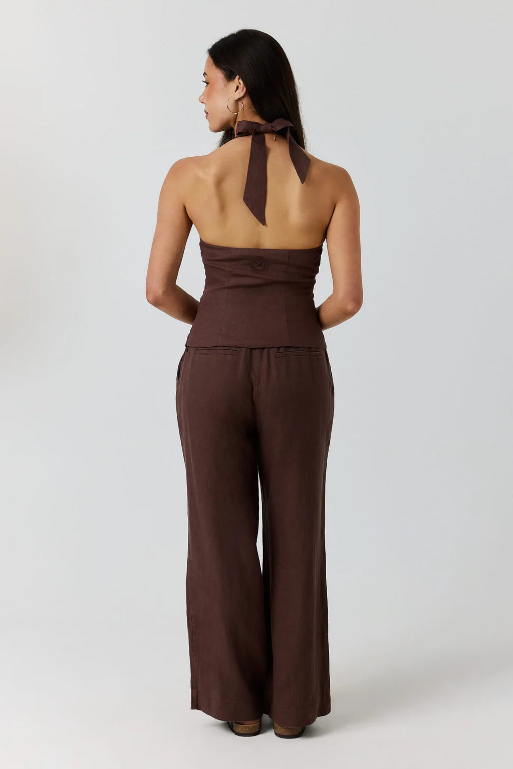 Ringers Western Fallon Womens Linen Halter Top -  Chocolate