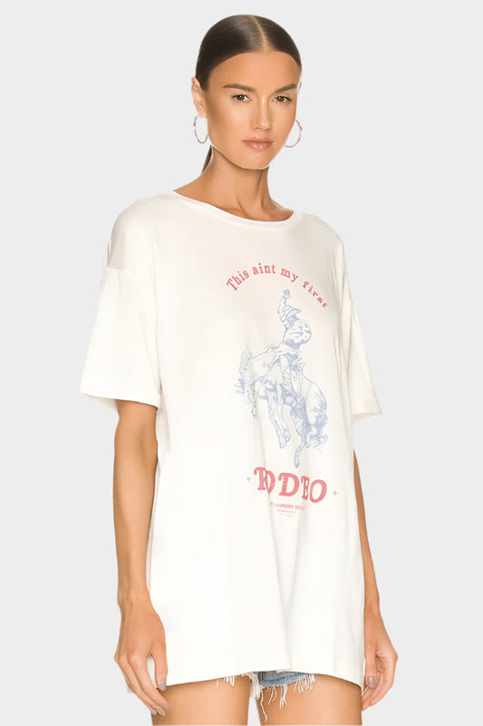 The Laundry Room First Rodeo - Oversized Tee - White